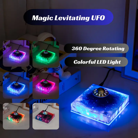 HCNT Levitating UFO Lights, Magnetic Levitation Decorative Rotating Illuminated UFO Lamp, Creative Levitating Led Table Lamp For Room And Office Decorations, Unique Gifts For Christmas And New