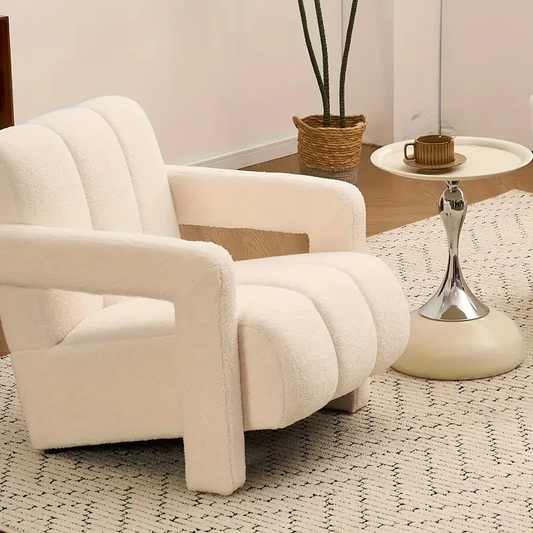 Mid Century Accent Chair, Comfy Living Room Chairs, Modern Upholstered Sofa Chair, Boucle Armchair, Lounge Reading Chair For Living Room