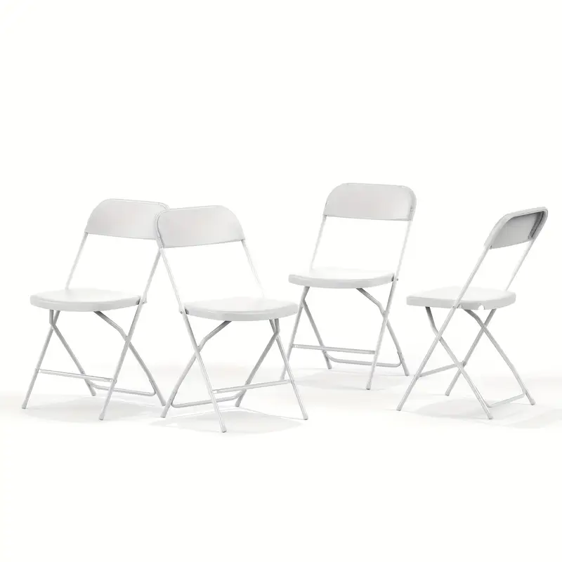 Foldable Plastic Chairs - Lightweight & Portable Folding Chairs with Open Back Design, Durable Metal Frame & Easy-Clean Surface for Living Room, Dining Room, Home Office - Space-Saving Storage