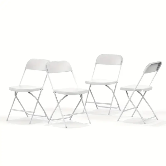 Foldable Plastic Chairs - Lightweight & Portable Folding Chairs with Open Back Design, Durable Metal Frame & Easy-Clean Surface for Living Room, Dining Room, Home Office - Space-Saving Storage